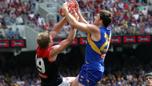 Jeremy McGovern controlled the back half for the Eagles. Picture: Michael Klein