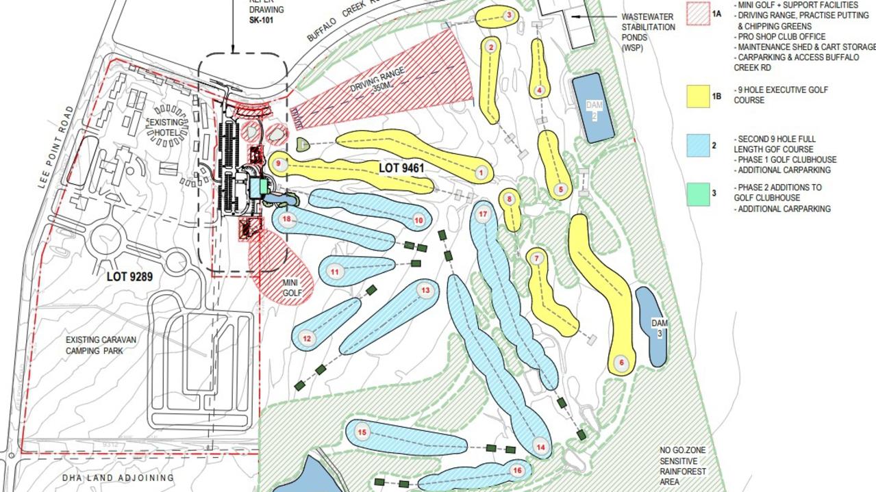 Plans to build a golf course at the caravan park on Lee Point Road have been submitted. Picture: NT government