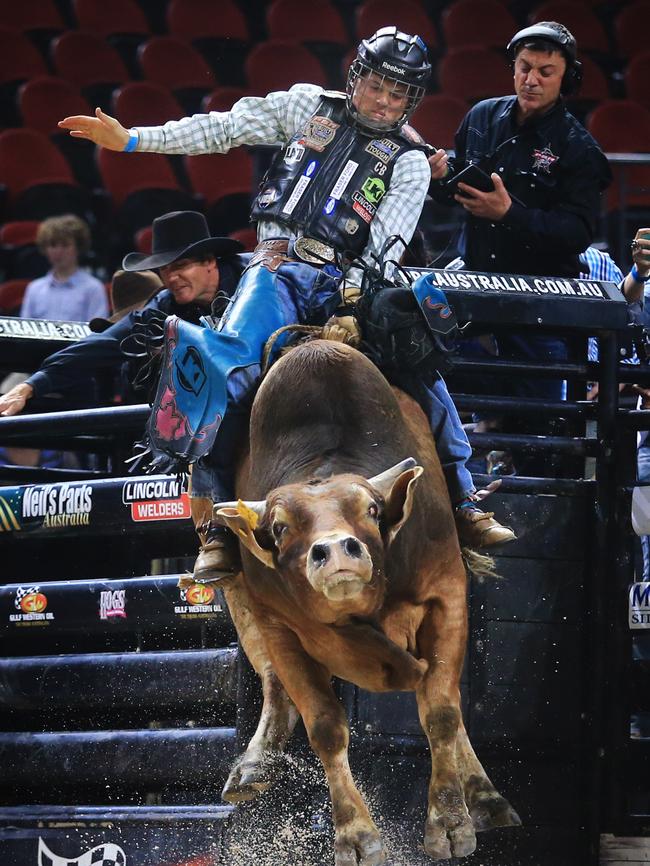 Cody Heffernan rides it out. Picture: Mark Evans