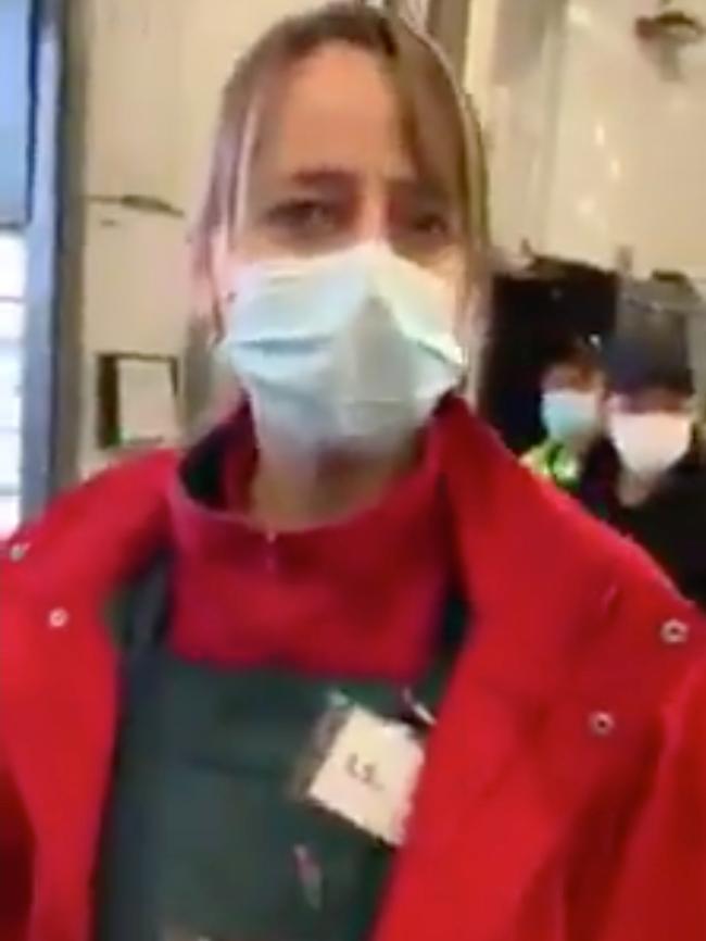 Stills from a video of a woman who refused to wear a face mask in Bunnings. Picture - Supplied