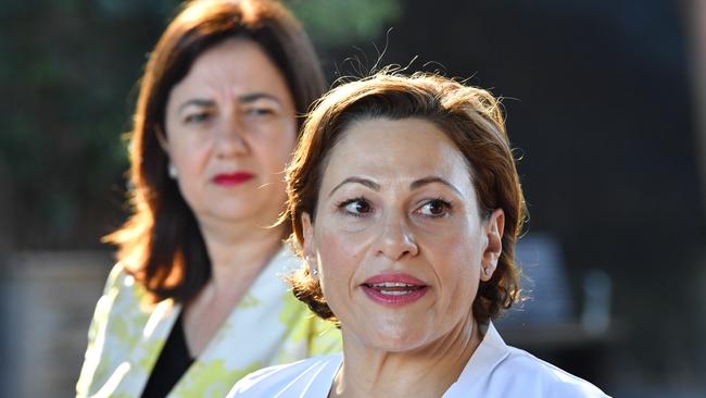 Queensland Premier Annastacia Palaszczuk (left) and Deputy Premier and Treasurer Jackie Trad