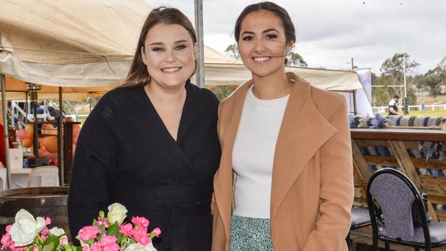 Tess Enchelmaier and Tiffany Cullen at the Warwick Water Rats Ladies Day 2019. Picture: Elyse Wurm