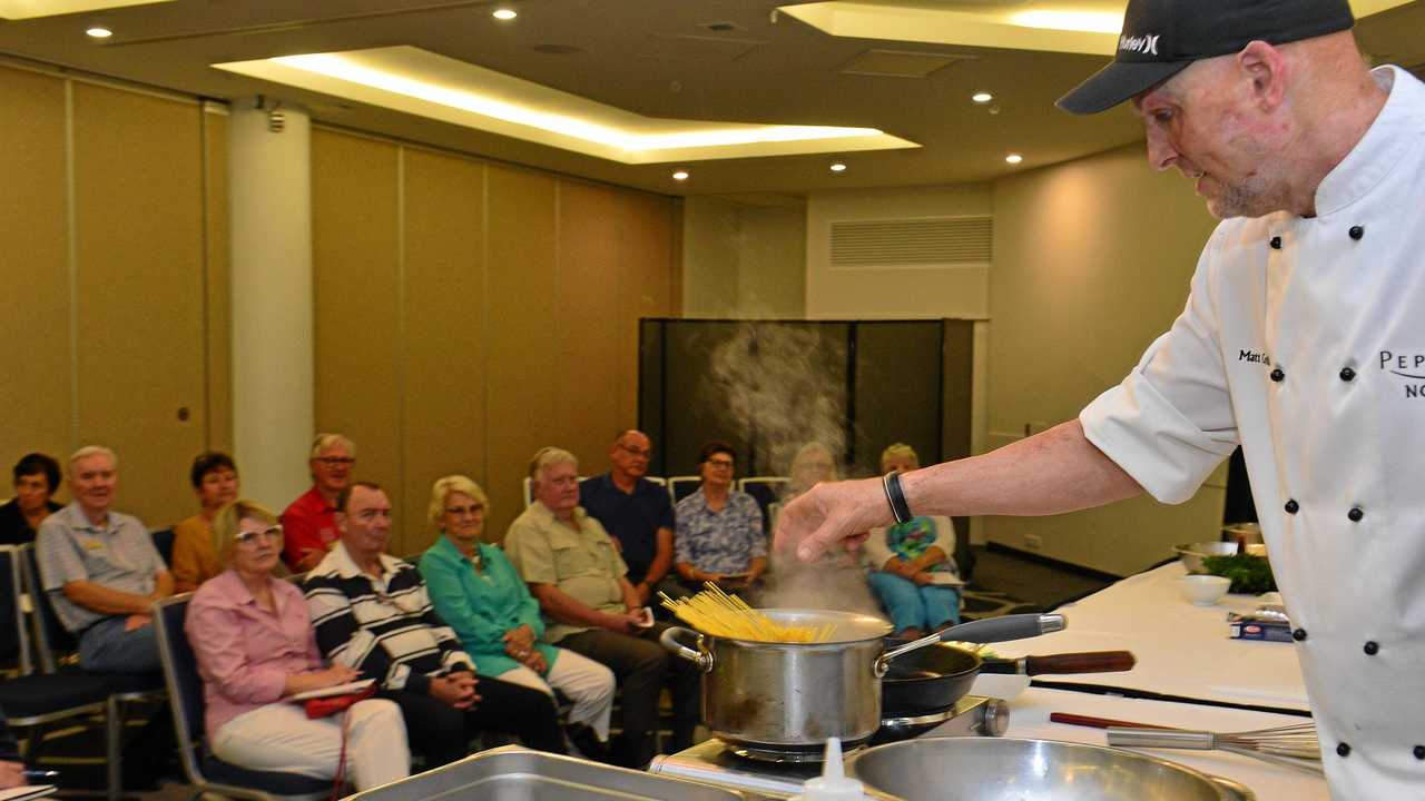 Chef Matt Golinski hosts a cooking masterclass. Picture: John McCutcheon