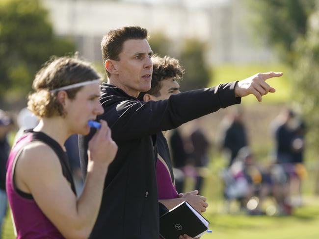 APS Footy: Haileybury v Caulfield Grammar. Haileibury coach. Picture: Valeriu Campan