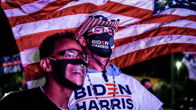 Alex Suarez and Ralph Reichard at a Biden rally. Picture: AFP