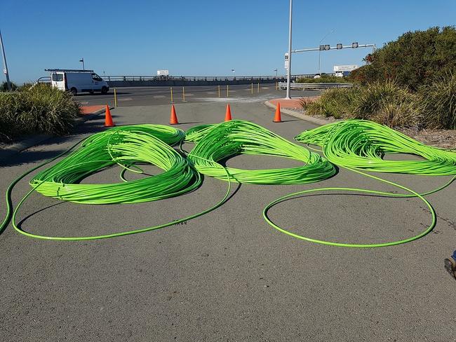 NBN fibre cables waiting to go underground.