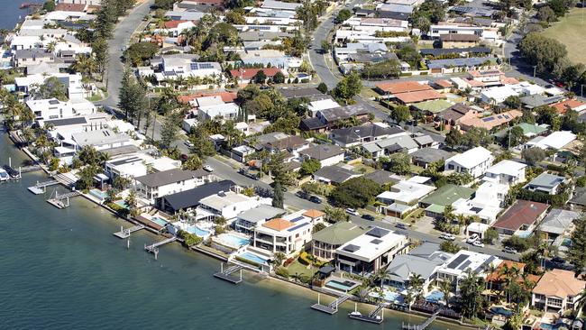 Aerial view of luxury water front houses on the Gold Coast. Picture: iStock