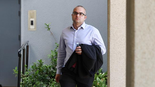 Telstra data security analyst Mark Borg arrives at the Cairns Supreme Court, where he gave evidence about the locations and activities of mobile telephones owned by Toyah Cordingley, her boyfriend Marco Heidenreich, and others. Picture: Brendan Radke