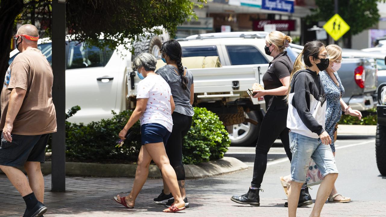 QR codes and masks in the Toowoomba CBD as covid case numbers increase, Thursday, December 30, 2021. Picture: Kevin Farmer