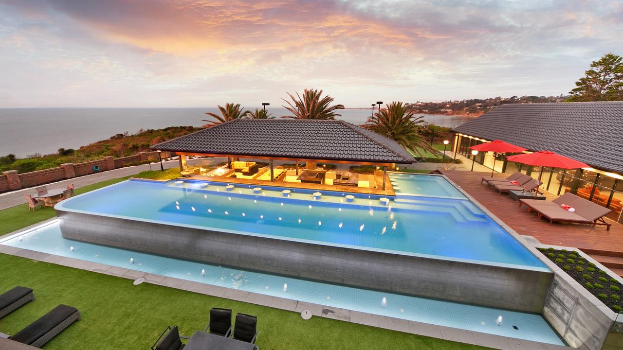 There’s a infinity-edge swimming pool and spa as well as a glass-fronted pool pavilion.