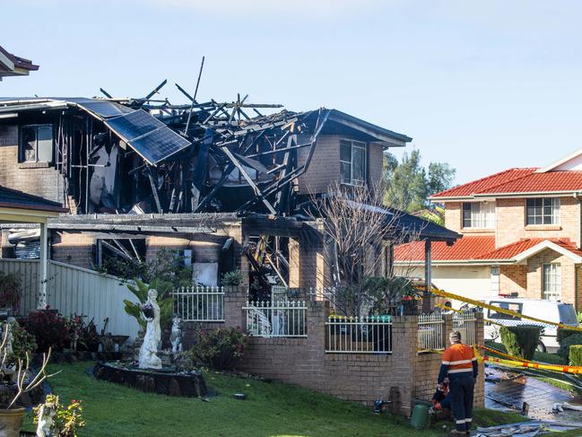 Three people died following a house fire in Rottnest Ave, Hinchinbrook, on Sunday morning. Picture: Monique Harmer