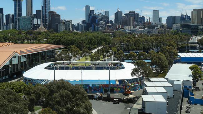 The new shade roof on Show Court 3 for the Australian Open. Picture: Ian Currie