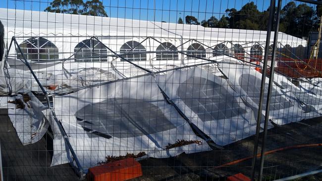 A recently weather damaged marquee has dealt the club a further blow and is yet to be tidied up, the UFTG FC president says. Picture: Daniel Cencic