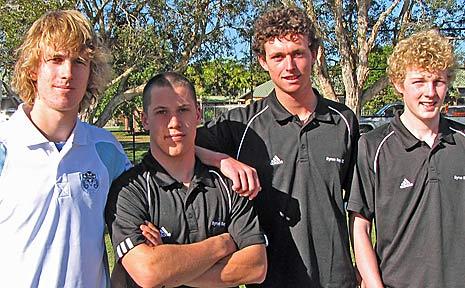 DREAM MATCH: The four teenagers who played for the Rams Select XI against Gold Coast United on Sunday, (from left) Blake Ashley, Alex Gray, Yantra Whittling and Tim Knight.