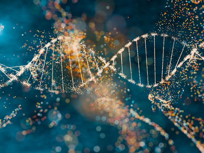 3D illustration of a DNA molecule with sparkling effects symbolizing complexity and genetic diversity. Futuristic concept of genomics, precision medicine, and computational life sciences.