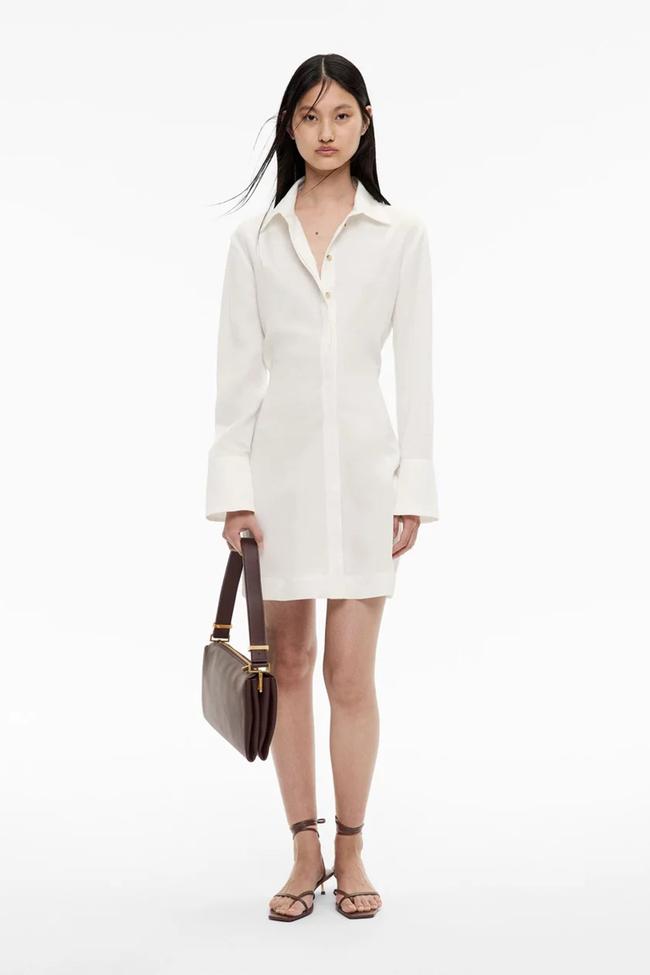 WitcheryLong Sleeve Mini Shirt DressA shirt dress might be the one-piece solution to your summer outfit conundrums. Start with this tailored yet breathable linen-blend design from Witchery, which you can dress up with sandals, heels or the like.Type: Dress | Material: Lyocell, linen | Colour: White, purple | Delivery: Free over $75Shop now for $59.95 (was $179)