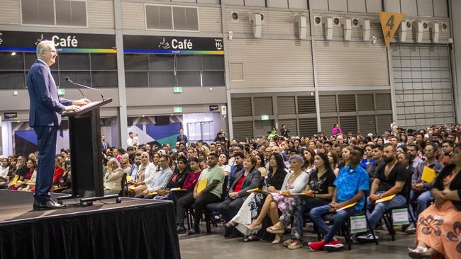 Tony Burke at a citizenship ceremony this week at Sydney Olympic Park. Picture: NewsWire/Jeremy Piper