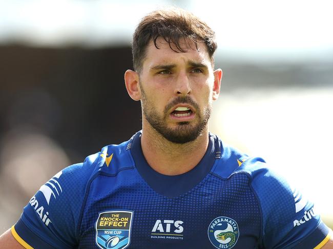 SYDNEY, AUSTRALIA - APRIL 21: Ryan Matterson of the Eels looks on during the round seven NSWRL match between Western Suburbs Magpies and Parramatta Eels at Lidcombe Oval, on April 21, 2025, in Sydney, Australia. (Photo by Mark Metcalfe/Getty Images)