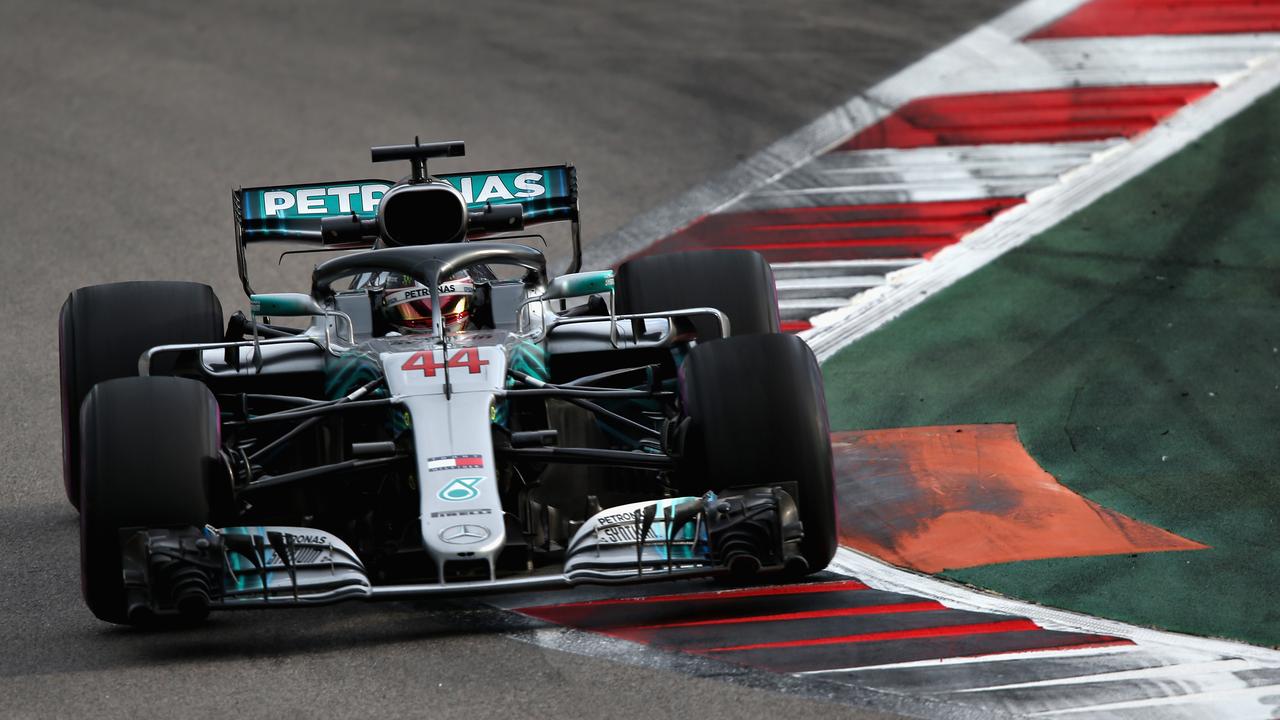 Lewis Hamilton on track during a practice session for the Russian GP.