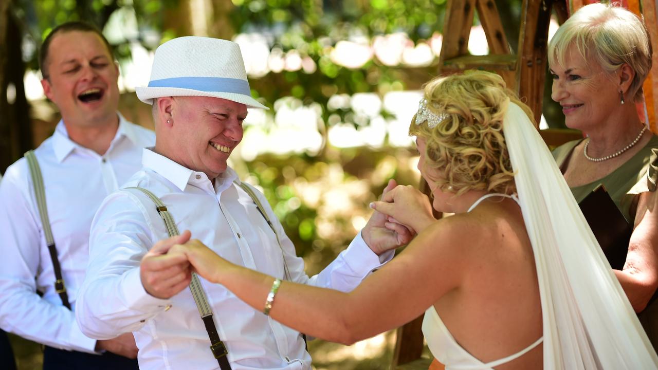 In 2014, Leroy Simms and Megan Puckeridge were wed at the Apollonian Hotel in Boreen Point. Picture: Iain Curry