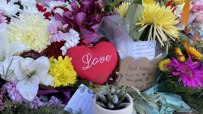 Flowers at the scene of the murder. Picture: Janine Watson/Coffs Coast Advocate