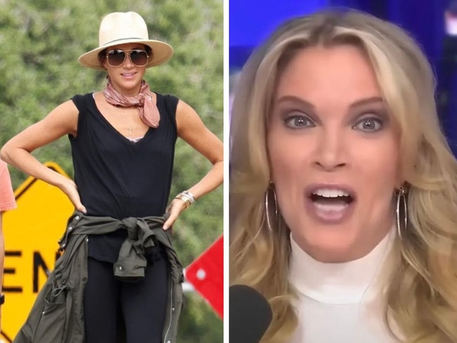 Megyn Kelly claims Meghan Markle staged her hiking photos over coronation weekend — taking aim at her athleisure wear. Picture: Backgrid; Supplied