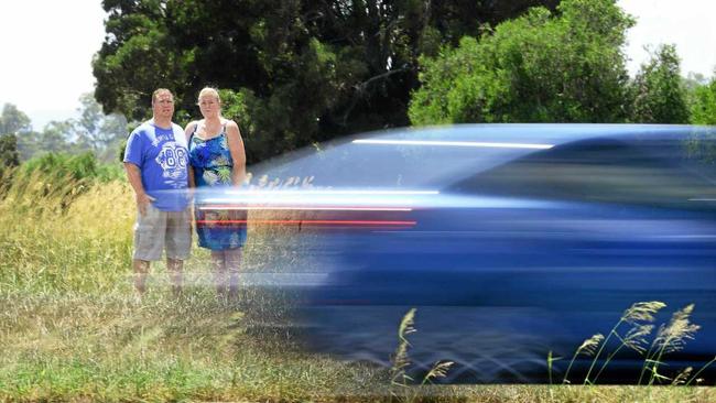 Scott and Sasha Sandford of Laidley have concerns over the safety of the Warrego Highway. Picture: David Nielsen