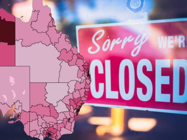 Business closures mapped. Photo: Supplied