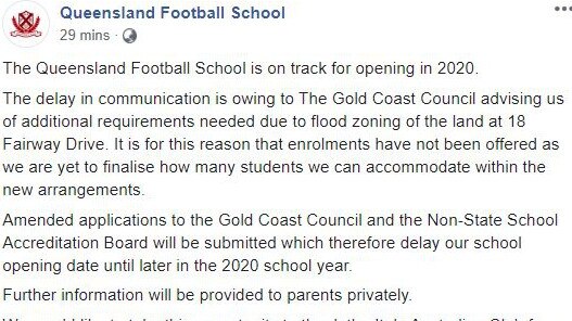 The statement from Martin Calvert of the Queensland Football School.