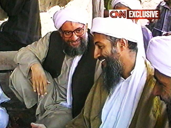 Ayman al-Zawahiri, left, and Osama Bin Laden in 1998 in Afghanistan. Picture: CNN via Getty Images