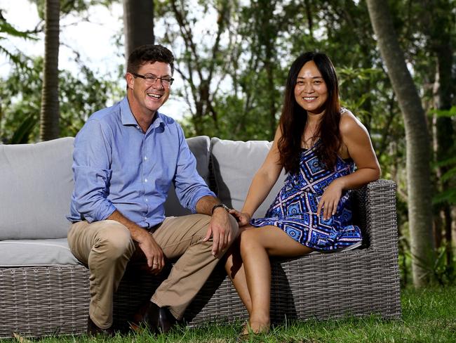 Member for Southport Rob Molhoek with his partner, Lucy Gu. Picture: David Clark