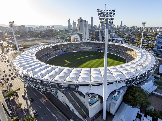 File photograph of the Gabba Cricket Ground and East Brisbane State School from Trafalgar Residences, 855 Stanley Street, Woolloongabba, Thursday, September 5, 2019