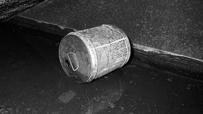 One of the petrol drums located on the ground floor.