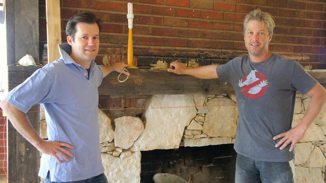 Accidental publican Tim Wood (right) and business partner Phil Johnson were among a group of eight locals who got together to buy the pub and save it from permanent closure in 2011. Picture: Supplied