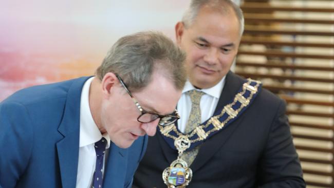 City leaders — Mayor Tom Tate and CEO Dale Dixon. Picture Glenn Hampson.