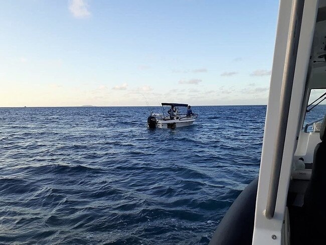 The Volunteer Marine Rescue Mackay crew came to the aid of two fishers who found themselves stranded off Scawfell Island on Monday, December 21. Picture: VMR Mackay Facebook