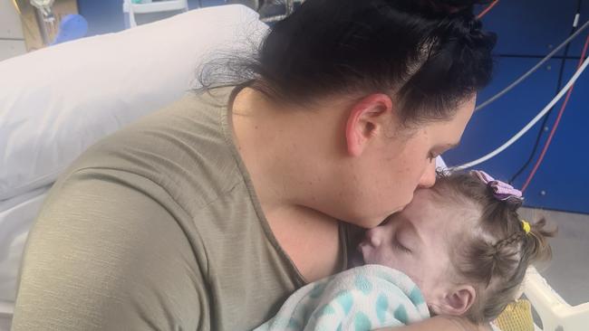 Zara Mulheran and her mother in hospital. Picture: Supplied