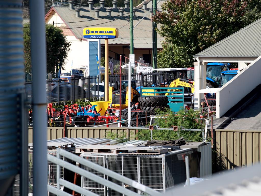 The view from an apartment rented by Kevin Steve Correll in 2001, which overlooked Camden Holden sales yard and the red train carriage where Rachelle Childs worked. The yard is now an agricultural machinery sales business. Picture: Jeff Darmanin