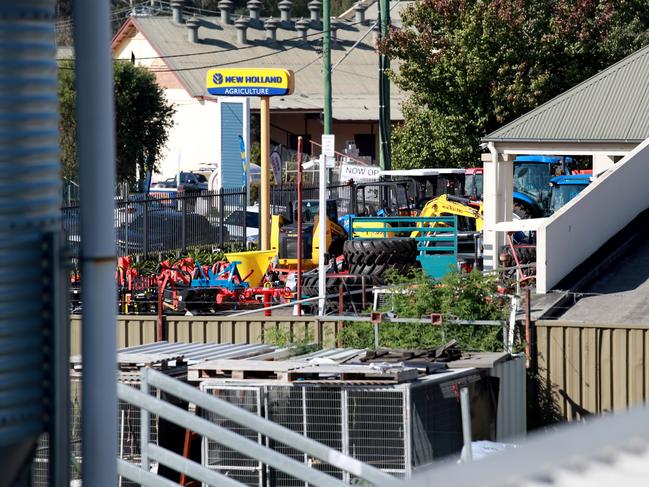 The view from an apartment rented by Kevin Steve Correll in 2001, which overlooked Camden Holden sales yard and the red train carriage where Rachelle Childs worked. The yard is now an agricultural machinery sales business. Picture: Jeff Darmanin