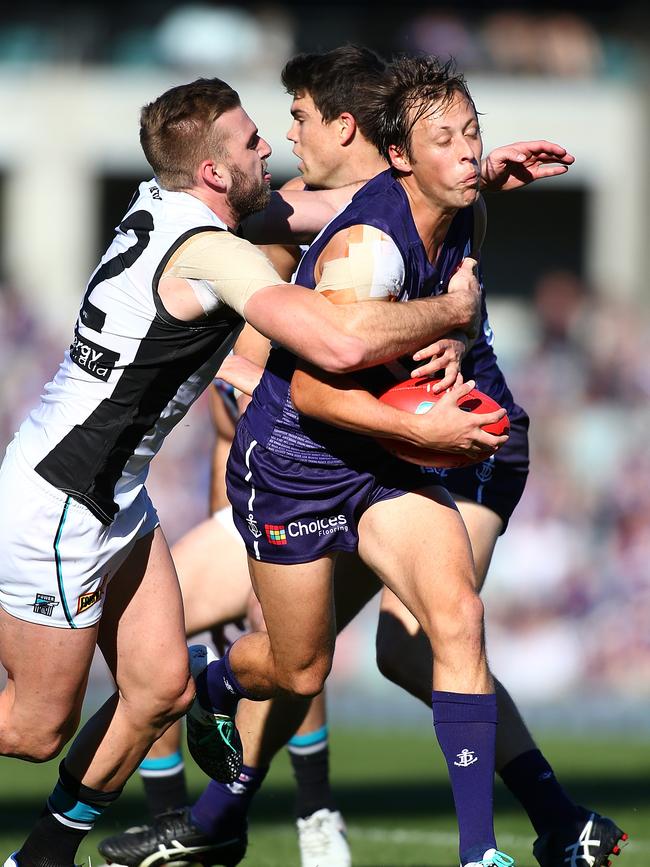 Former Docker Cam Sutcliffe will make his debut as Port Adelaide captain. Picture: Paul Kane/Getty Images