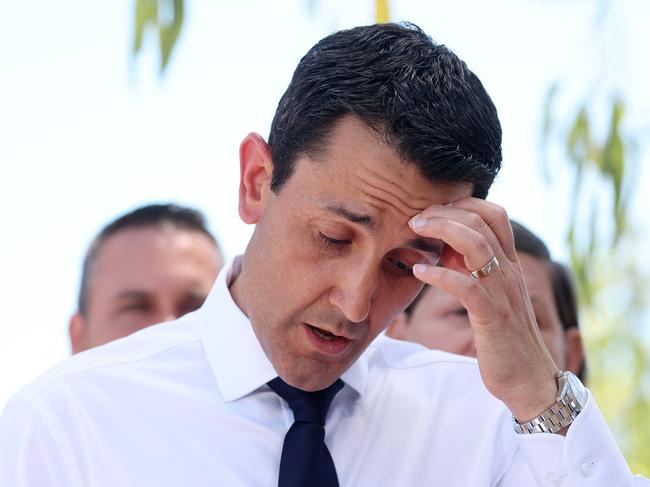 Leader of the Opposition David Crisafulli during media conference outside Cleveland Youth Centre, Rowes Bay, Townsville. Picture: Liam Kidston.