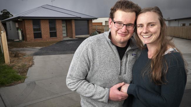 Oliver Beswick and Courtney Dowling moved in to a new home at Oakdowns. Picture Chris Kidd