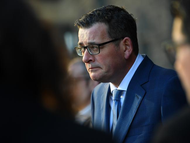 Victorian Premier Daniel Andrews speaks to media outside the State Parliament of Victoria, Melbourne, Thursday, June 18, 2020. Victoria's Premier has spoken on issues of the day. The fallout of Labor branch-stacking allegations against Victorian MP Adem Somyurek continues with three Victorian Labor MPs losing their ministerial positions. (AAP Image/James Ross) NO ARCHIVING