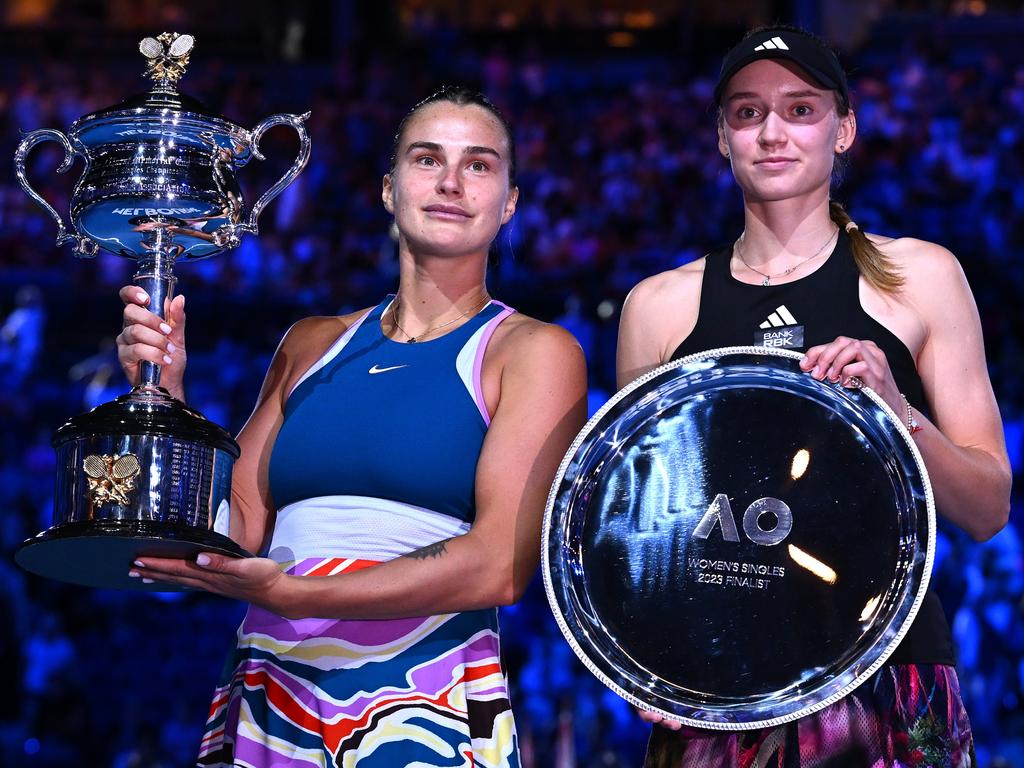 Sweeney was in the chair for Aryna Sabalenka and Elena Rybakina’s nailbiting Australian Open women’s final in 2023. Picture: Quinn Rooney/Getty Images