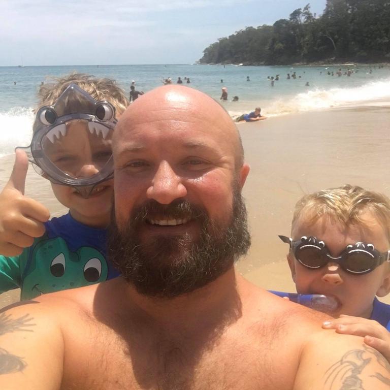 Dan with his boys Ryker, 7 and Arlo, 5 enjoy a day at the beach.