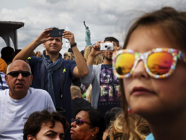 Visitors and tourists ride a ferry toward Liberty Island and the Statue of Liberty, August 8, 2017 in New York City. Immigration continues to be a hotly debated topic in the United States during the Trump administration. During a press briefing last week, Stephen Miller, President Donald Trump’s senior policy advisor, discussed President Trump’s support for a ‘merit-based’ immigration system. Picture: Drew Angerer/AFP
