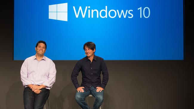 Windows shopping ... Microsoft Windows executive vice-president Terry Myerson (left) says no one who reserved a Windows 10 update will wait long for it.