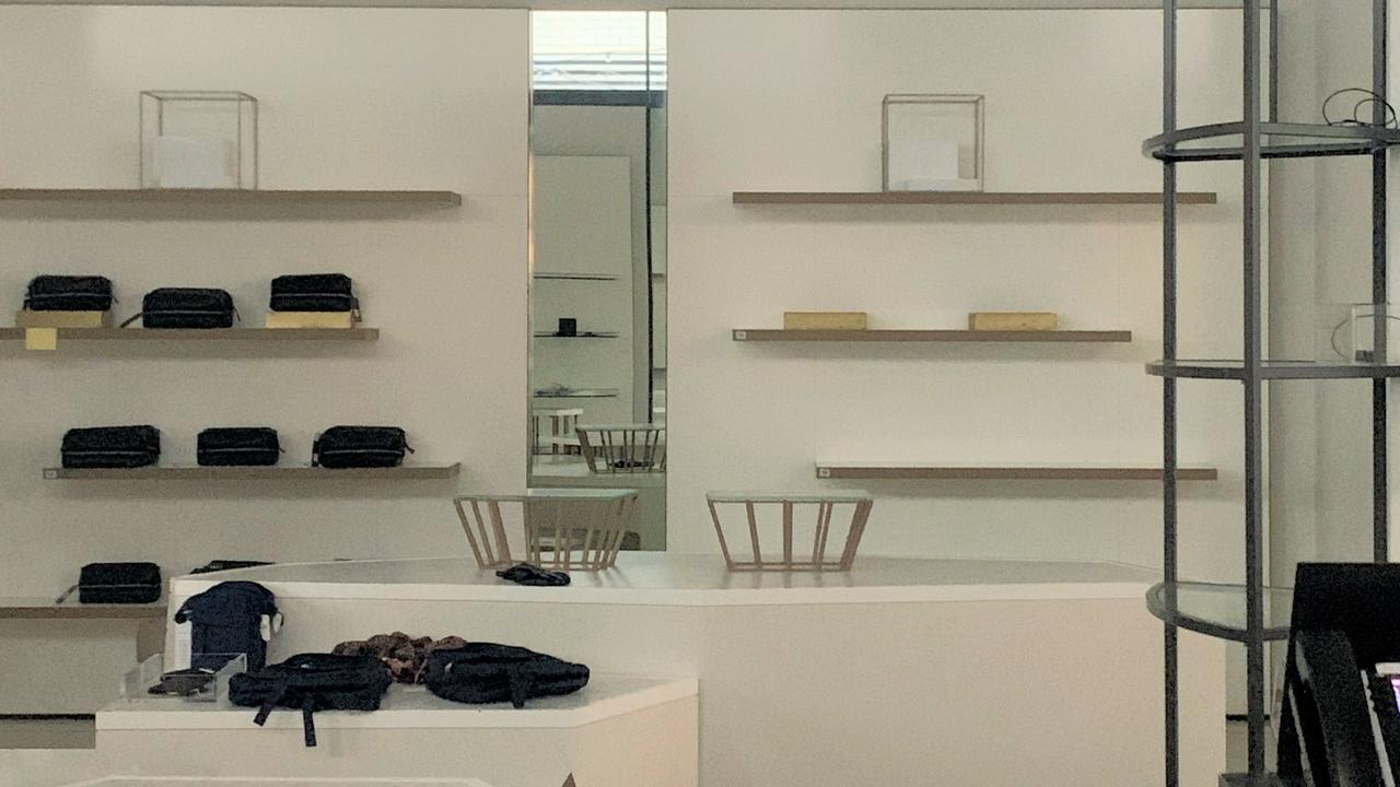 Half empty shelves at David Jones’ Barangaroo store which hasn’t been open since March 2020. Picture: Benedict Brook/news.com.au