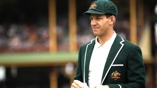 Australian captain Tim Paine at the toss during Day 1 of the Sydney Test match between Australia and New Zealand at the SCG. Picture. Phil Hillyard