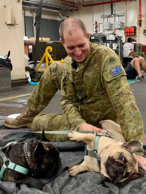 A tummy rub is good no matter where you are. Pictures: Kristine Daniels/Facebook